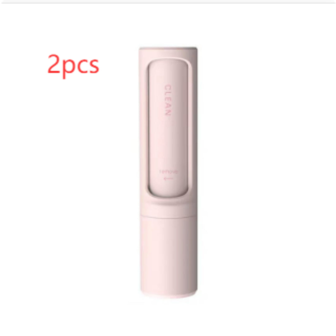 Brosse anti-poils d'animaux réutilisable 2 en 1, rouleau adhésif, outil autonettoyant portable et efficace pour chats et chiens.