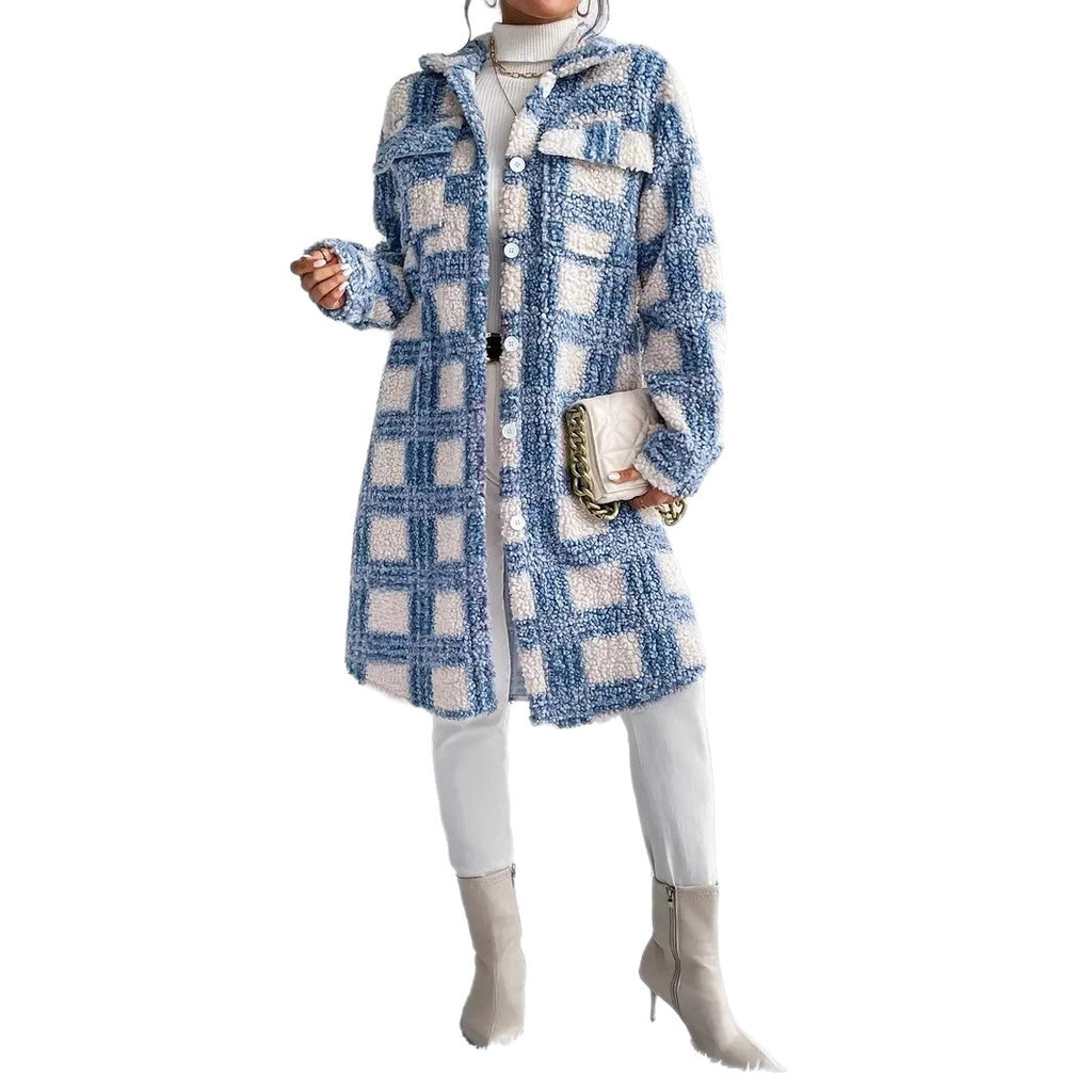Veste à carreaux pour femme avec poches à rabat et matelassée