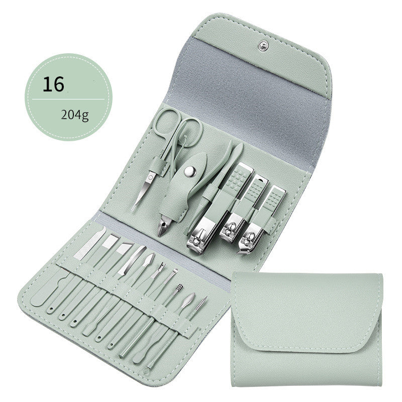 Ensemble professionnel comprenant ciseaux, coupe-ongles, cuillère à ongles, pince à peaux mortes, pince à ongles, couteau de pédicure et coupe-ongles.