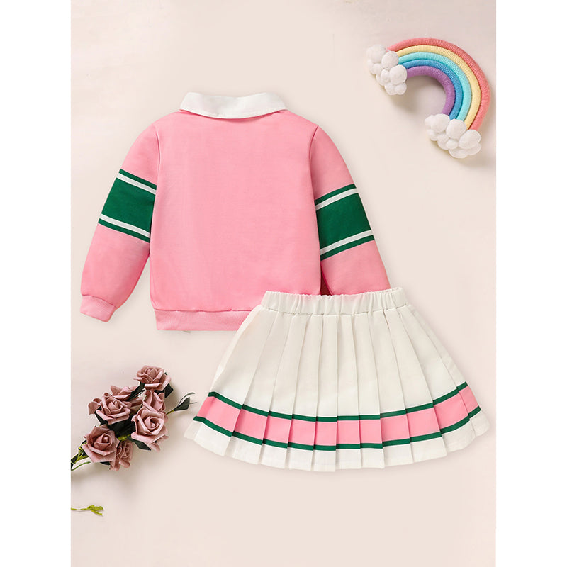 Ensemble 2 pièces fille - Sweat imprimé et jupe plissée