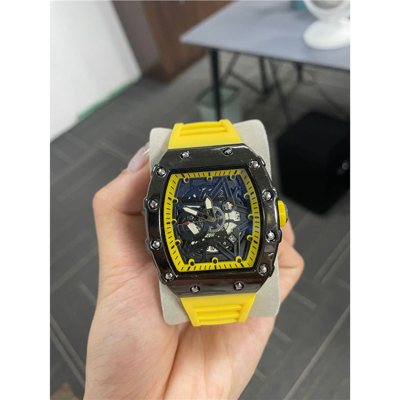 Montre cylindrique pour homme avec mouvement à quartz lumineux (non-bracelet)