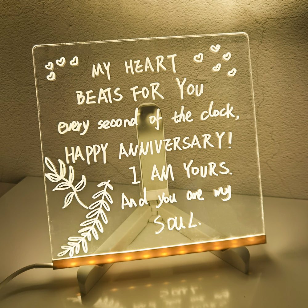 Tableau de notes LED en acrylique à monter soi-même, veilleuse, lampe de bureau LED USB avec 7 stylos, lampe pour noter les moments du quotidien et peindre