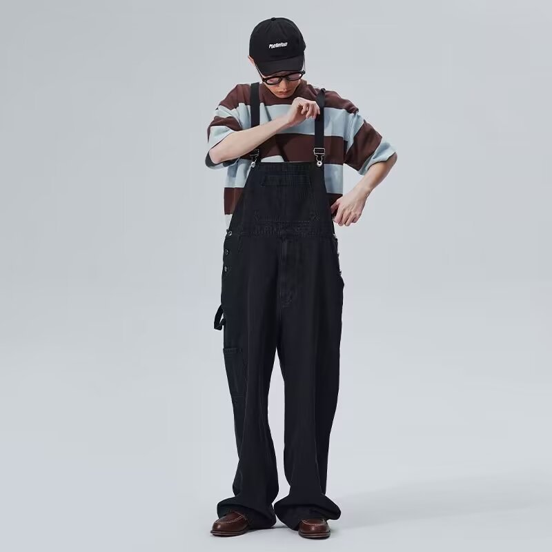 Combinaison à bretelles, chemise d'affaires pour homme, pantalon à jambes larges