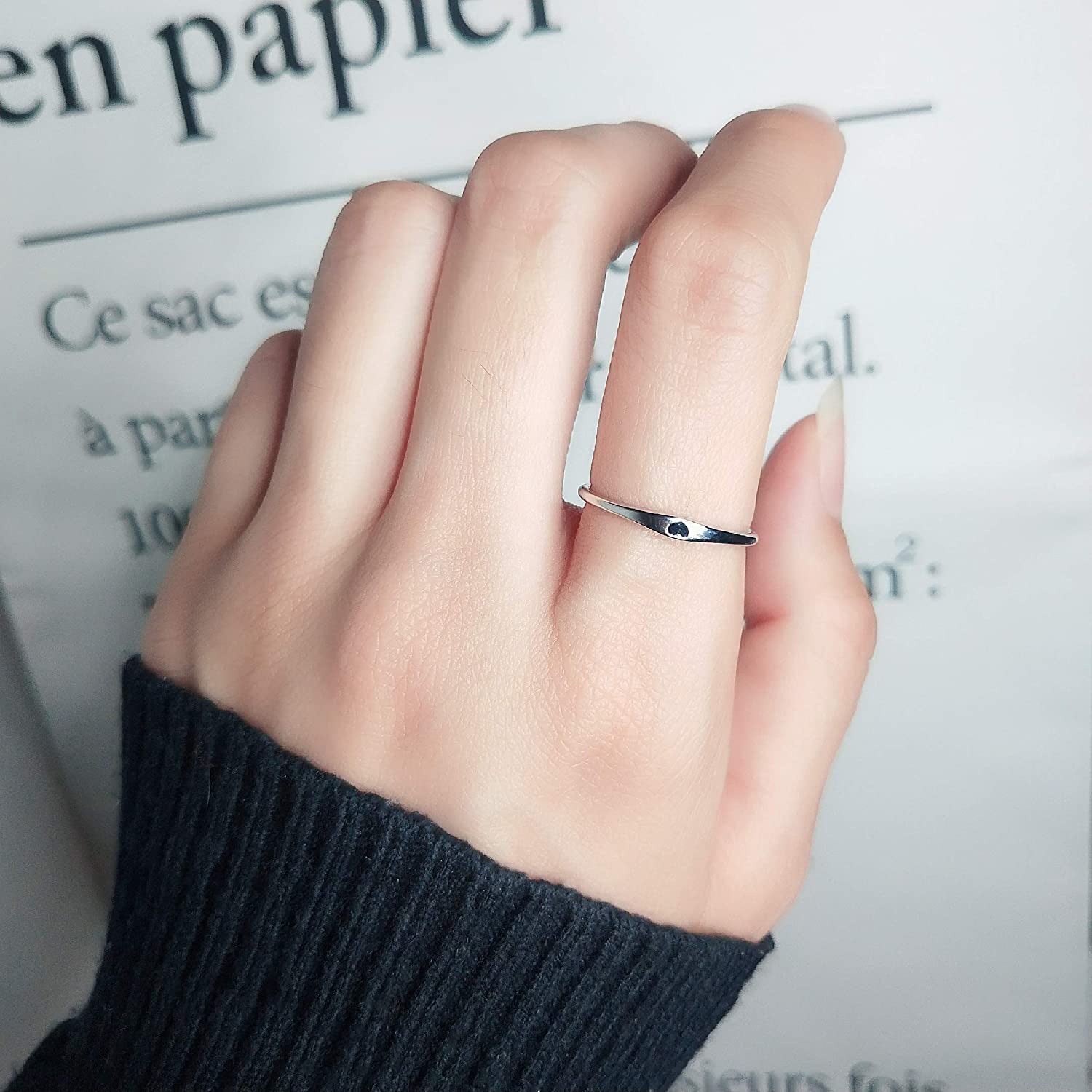 Bague minimaliste en argent S925 en forme de cœur pour une meilleure amie