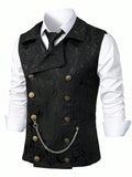 Gilet de costume croisé pour homme avec chaînette