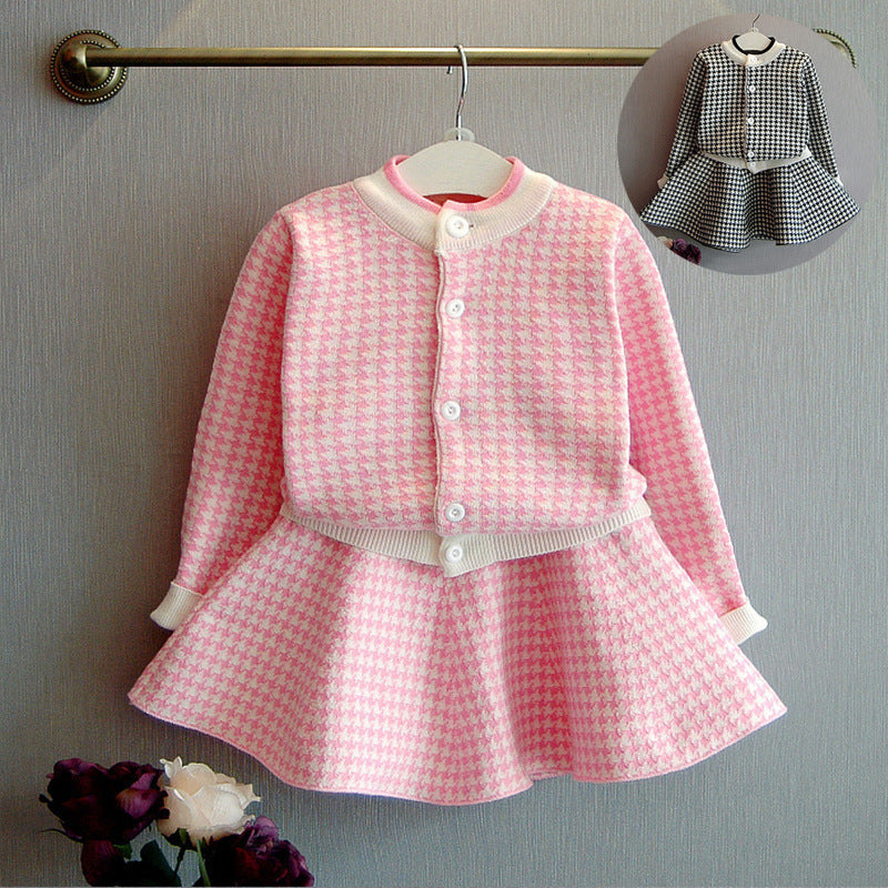 Ensemble deux pièces pour filles, pull en maille épaisse et chaude