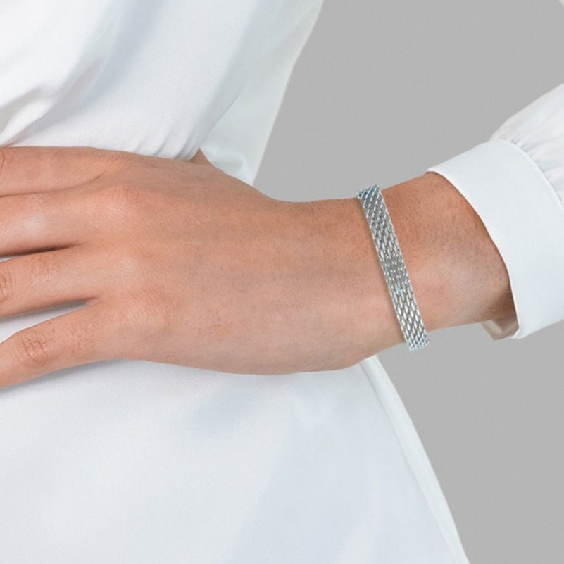 Bracelet à maillons pour femme, style business décontracté, en métal doré et argenté. Bijou