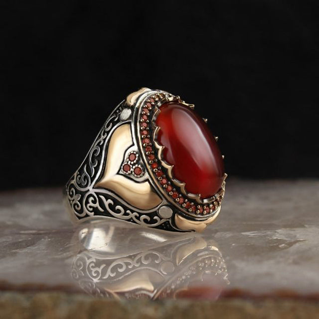 Bague turque rétro faite à la main, style vintage, double épée