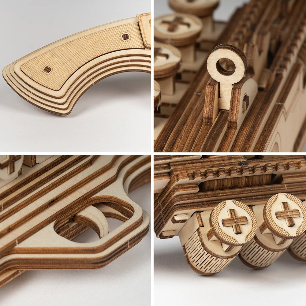 Robotime ROKR Revolver - Maquette de pistolet - Puzzle 3D en bois - Jeu de construction - Cadeau idéal pour enfants (garçons) - Cadeau d'anniversaire