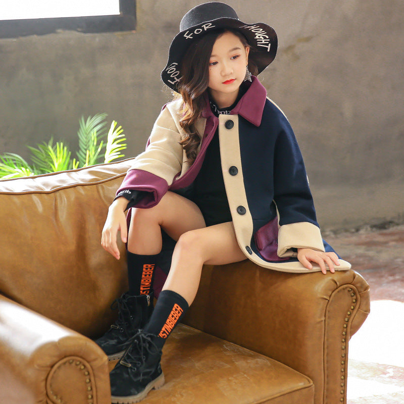 Manteau en laine coréen automne-hiver pour enfants