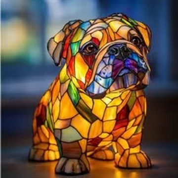 Lampes en résine représentant un chien étrange et coloré