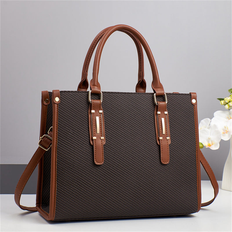 Sac cabas luxe PU Saffiano doublure nylon – Bandoulière chaîne