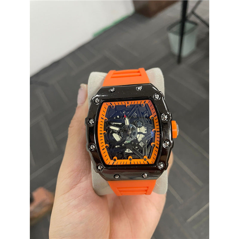 Montre cylindrique pour homme avec mouvement à quartz lumineux (non-bracelet)
