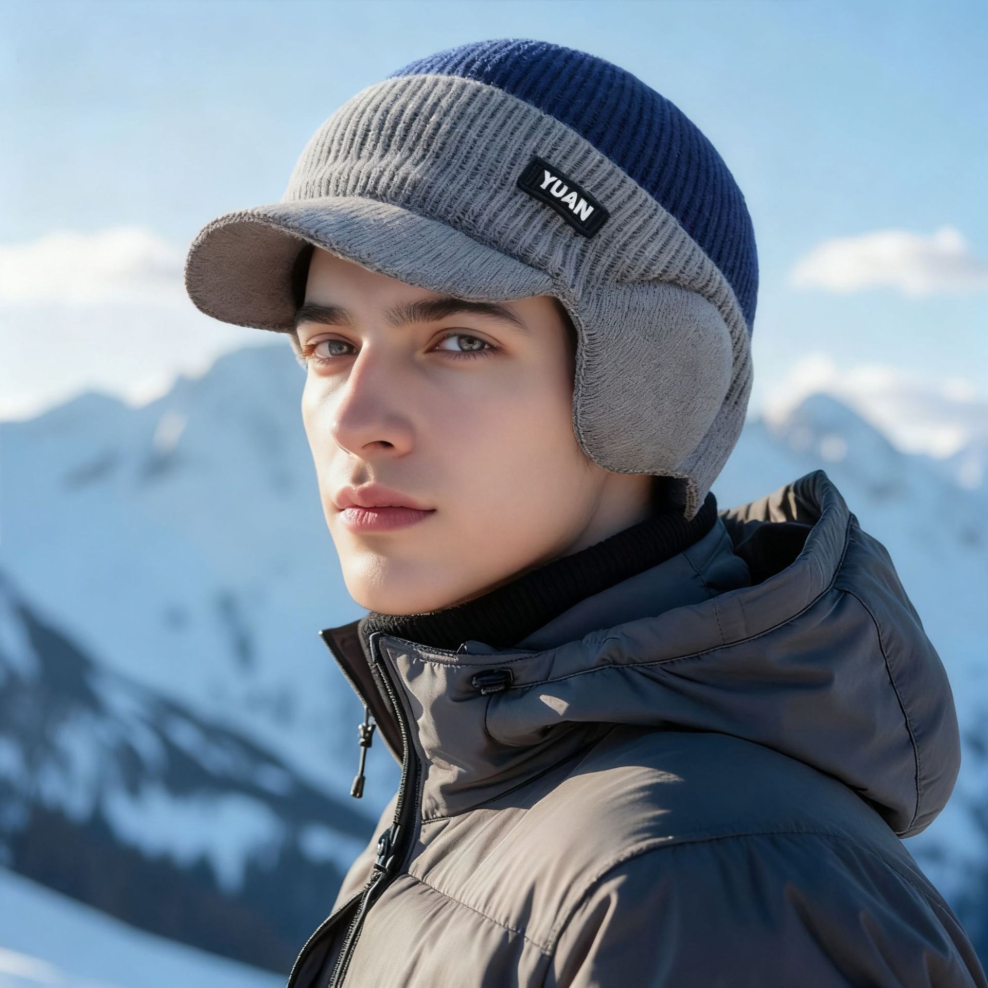 Bonnet chaud épais doublé polaire pour homme