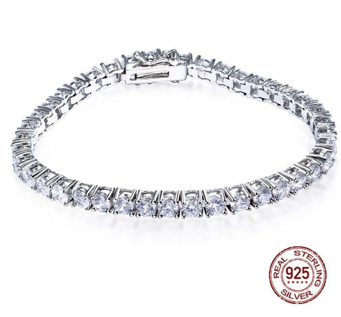 Bracelet en argent S925, longueur de chaîne 17-19 cm (chaîne tennis au choix).