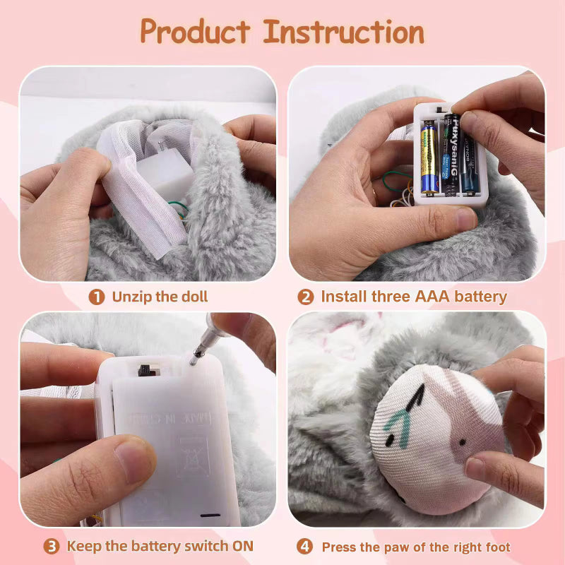 Lapin respirant en peluche sensorielle apaisante, idéal pour soulager l'anxiété des nouveau-nés et apaiser les bébés.