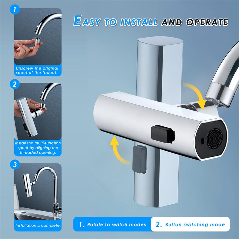 Robinet de cuisine à cascade, anti-éclaboussures, universel, rotatif, multifonctionnel, rallonge, accessoires de cuisineRobinet