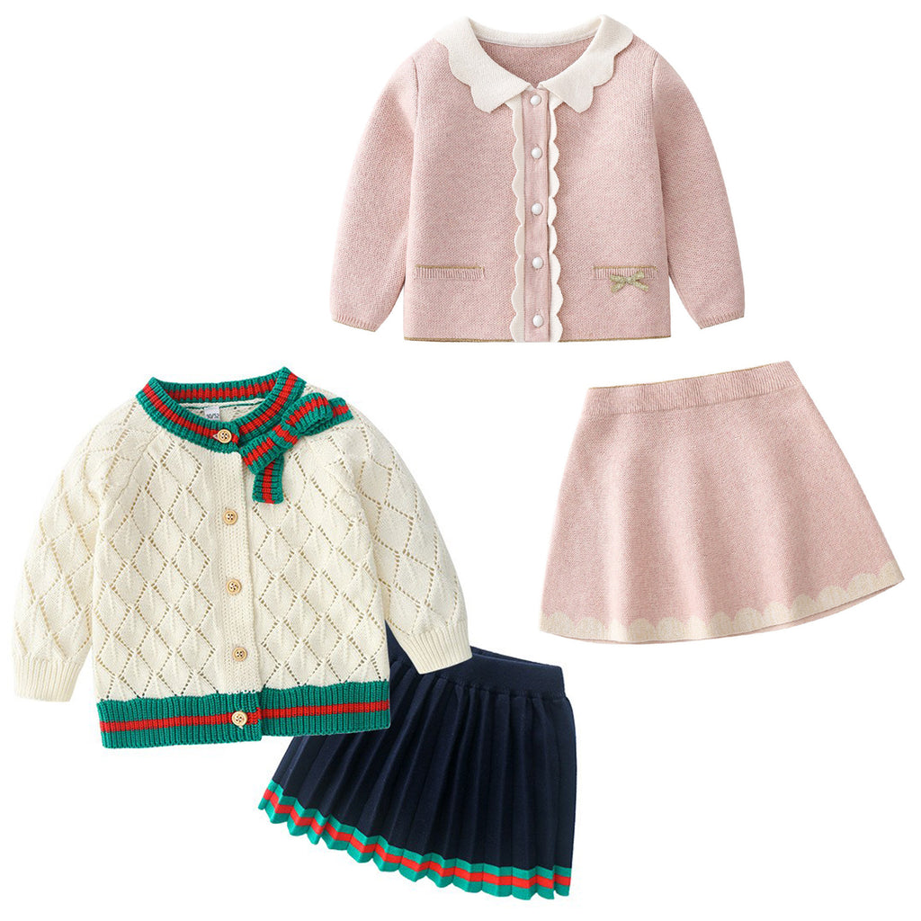 Ensemble bébé fille - Cardigan et jupe en maille coton