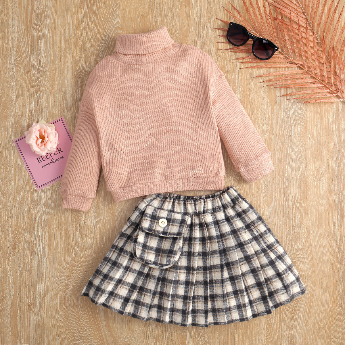 Ensemble 2 pièces fille - Pull col roulé et jupe