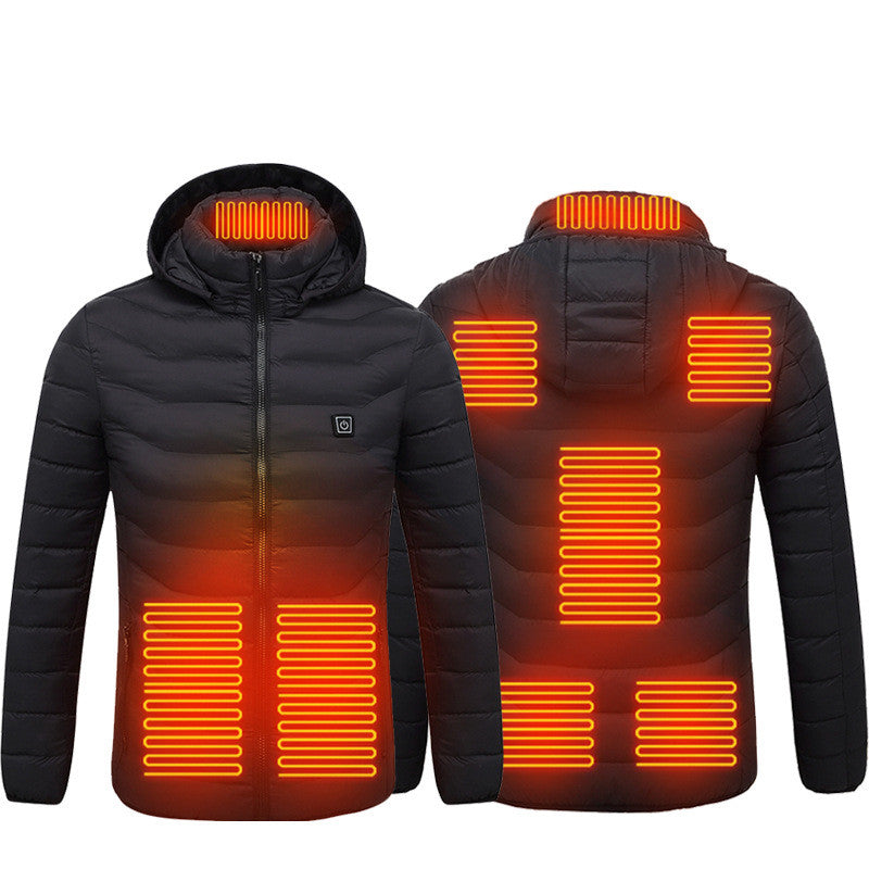 Veste chauffante d'hiver, manteau en coton électrique USB, fermeture éclair, vêtement thermique chauffant, gilet chauffant pour homme