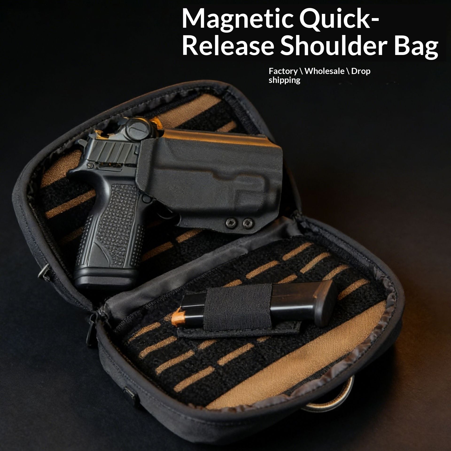 Étui magnétique à dégagement rapide pour homme, sac bandoulière à ouverture rapide en tissu Oxford