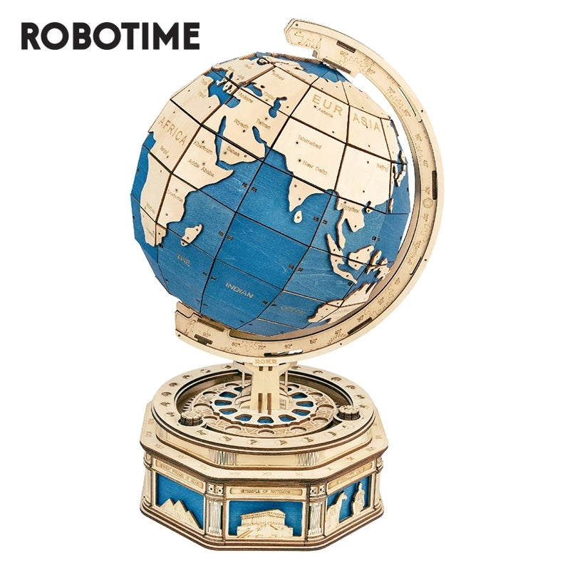 Robotime Globe Terre 567 pièces Puzzle 3D en bois Carte de l'océan Modèle à assembler Jouet Cadeau Noël pour enfants Garçons Dropshipping