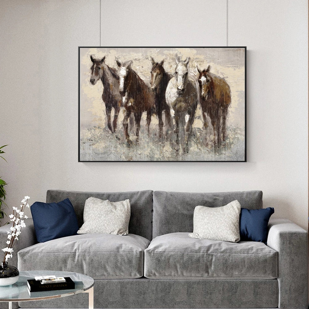 Tableau abstrait de cheval sur toile, affiche murale
