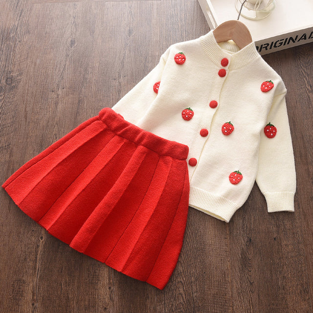 Ensemble printemps fille - Pull manches longues et jupe nœud