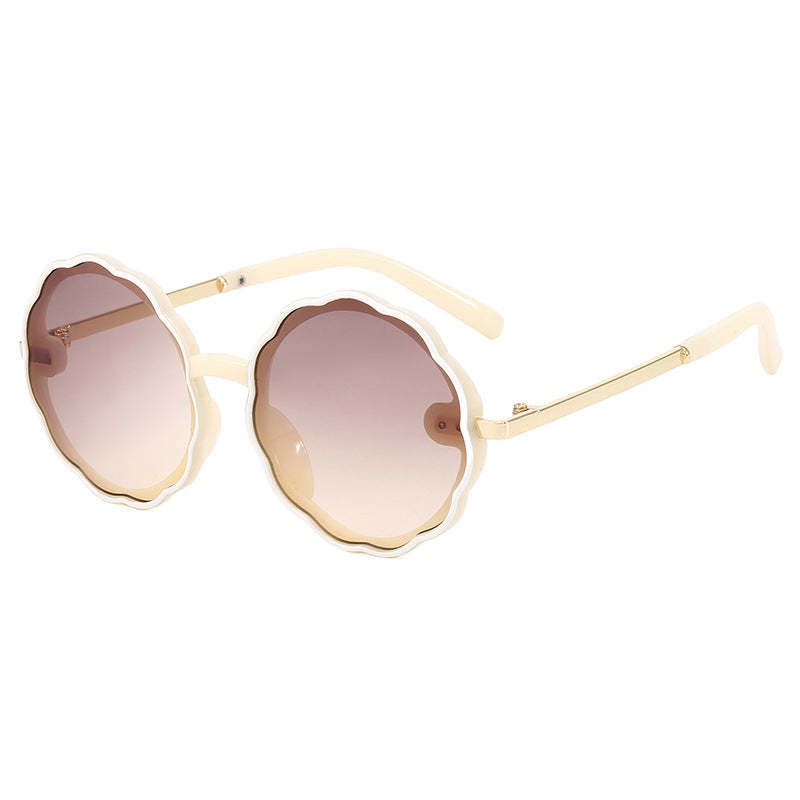 Lunettes de soleil rondes vintage à monture ondulée pour enfants
