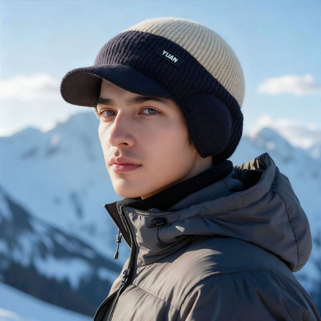 Bonnet chaud épais doublé polaire pour homme