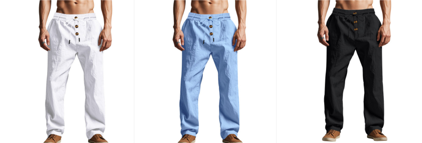 Pantalon homme respirant, doux pour la peau, coupe ample, décontracté, idéal pour la plage, le sport et l'été