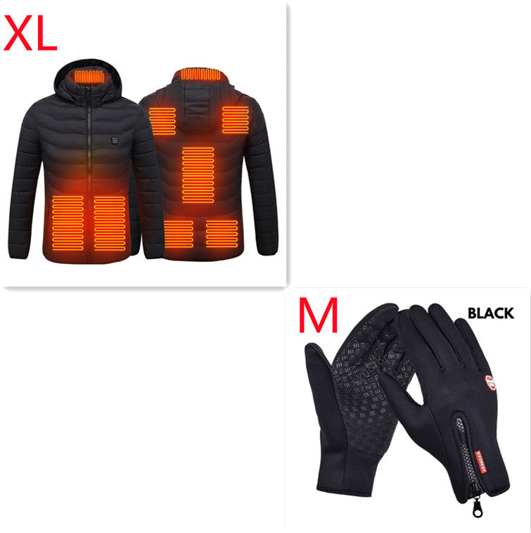 Veste chauffante d'hiver, manteau en coton électrique USB, fermeture éclair, vêtement thermique chauffant, gilet chauffant pour homme