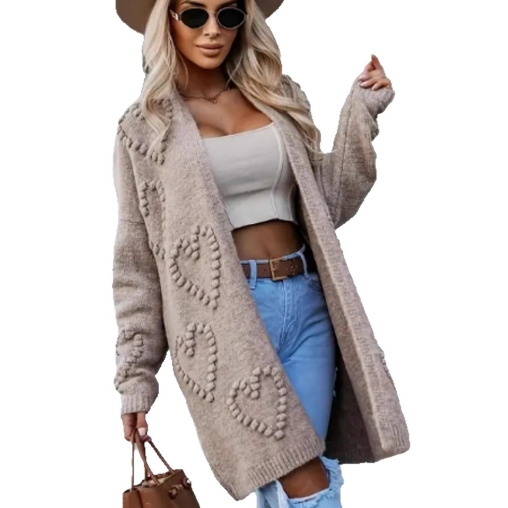 Gilet cardigan mi-long à manches longues en maille pour femme grande taille, polyvalent