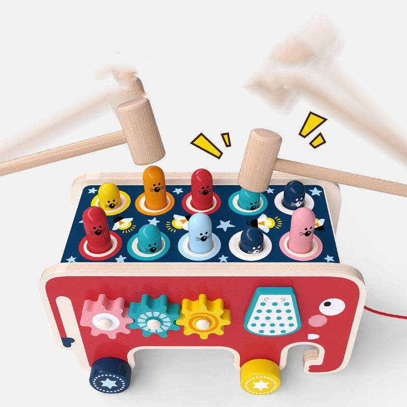 Ensemble de jeu Montessori pour tout-petits et enfants : banc à marteler en bois, animaux et bus, jouet éducatif, cadeau pour enfants, instrument de musique.