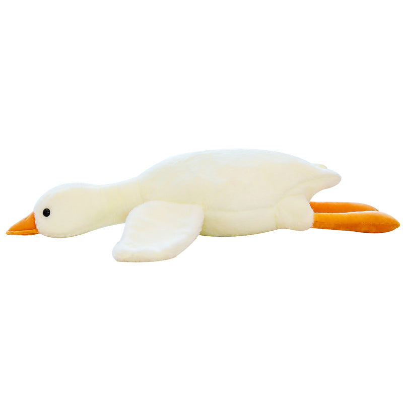 Coussin en peluche représentant une grosse oie blanche mignonne
