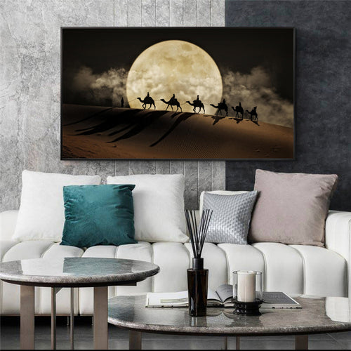 Affiche murale sur toile, style Nuit de Lune dans le Désert