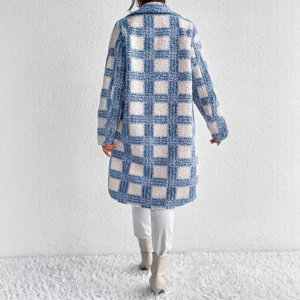 Veste à carreaux pour femme avec poches à rabat et matelassée