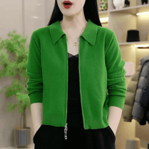 Veste courte zippée polyvalente et ample pour femme
