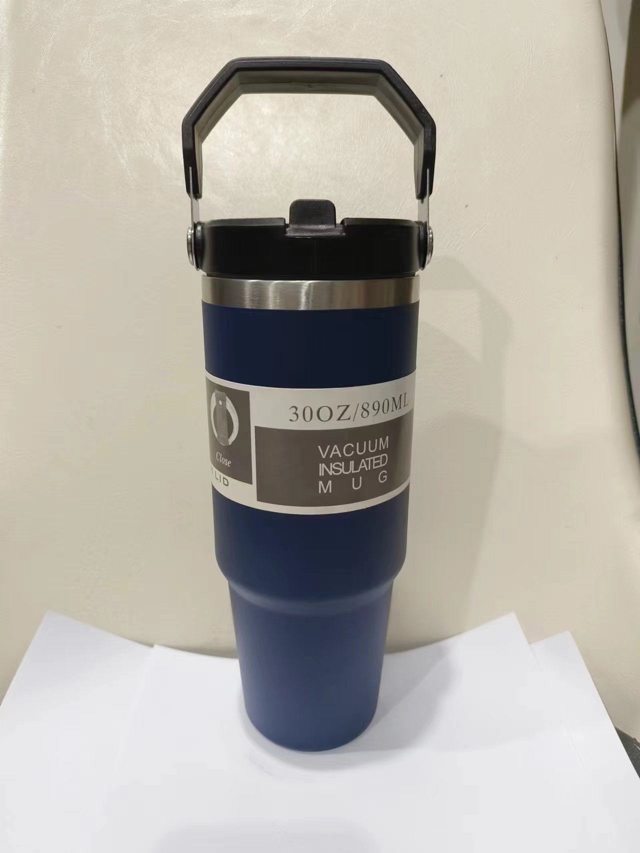 Gobelet de voiture portable en acier inoxydable, gourde de sport et de voyage avec poignée et couvercle, tasse à café