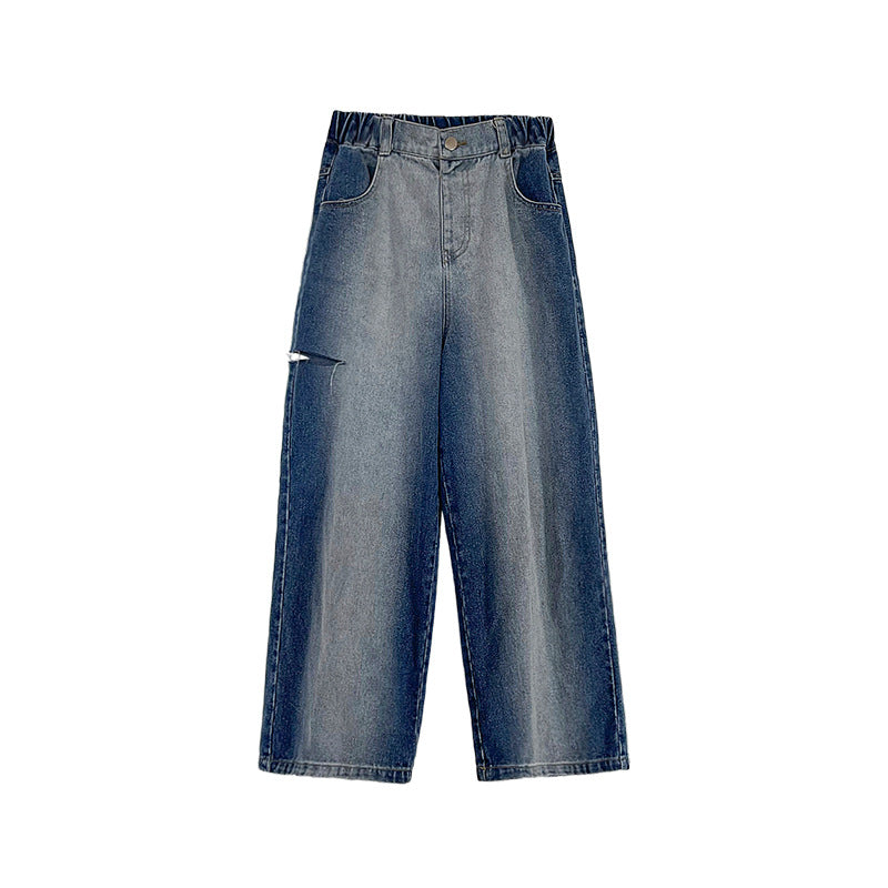 Jeans fille coupe droite dégradée