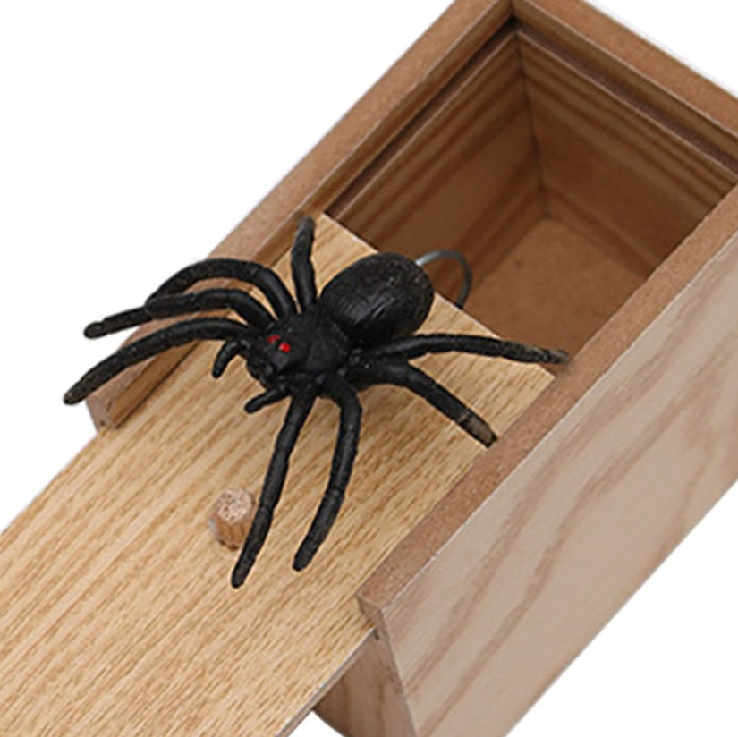 Boîte à farces en bois avec une araignée - Blague réaliste - Surprise pour le 1er avril - Jouet amusant et original - Cadeau pratique