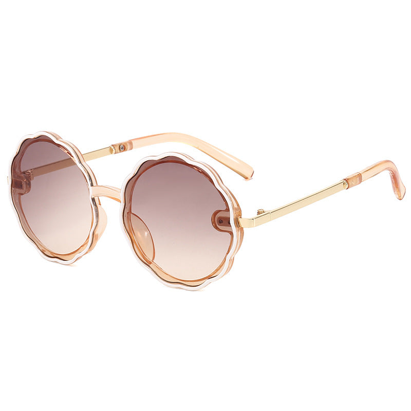 Lunettes de soleil rondes vintage à monture ondulée pour enfants