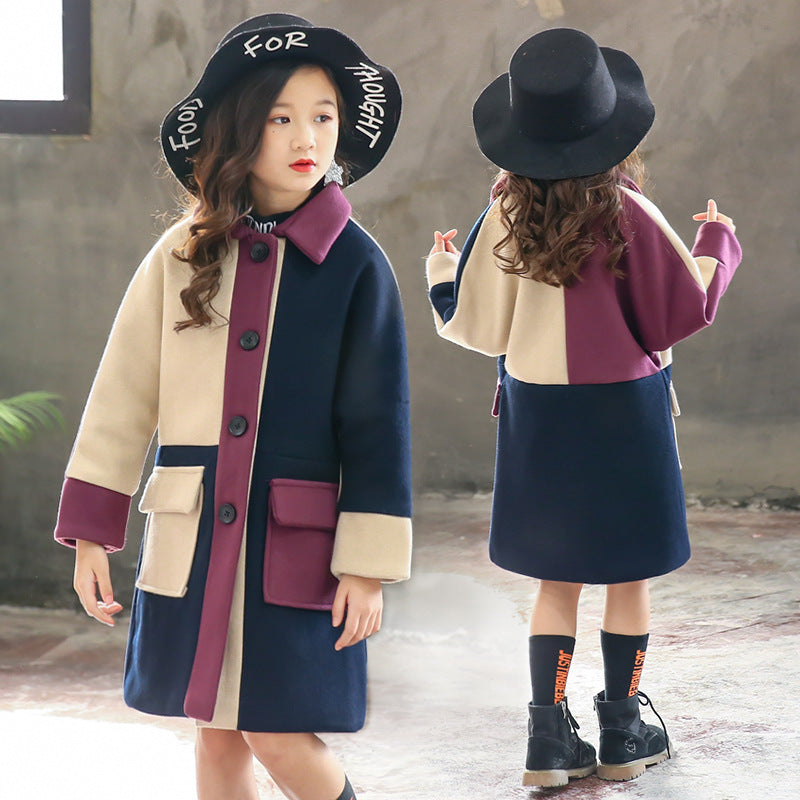 Manteau en laine coréen automne-hiver pour enfants