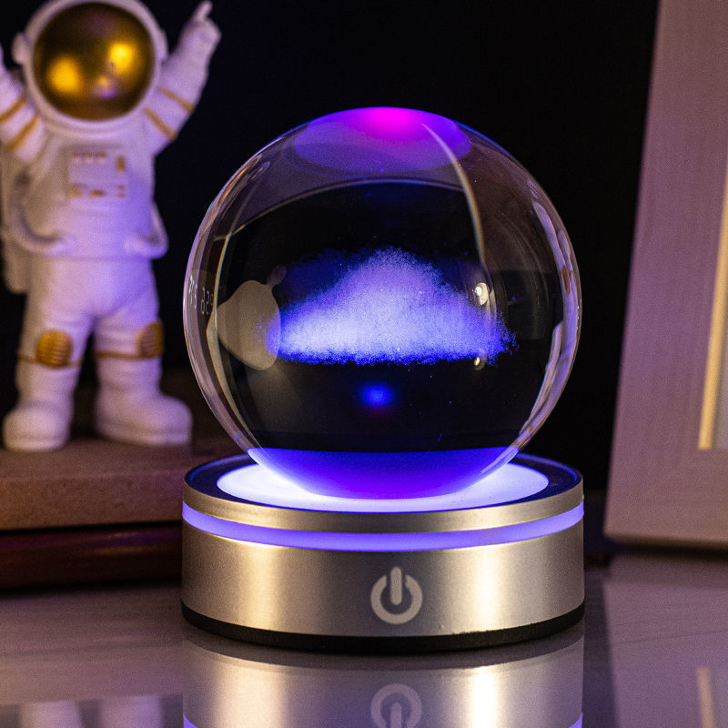 Boule de cristal lumineuse sculptée en 3D avec dégradé de couleurs, petite lampe de nuit, décoration intérieure, sélection de cadeaux