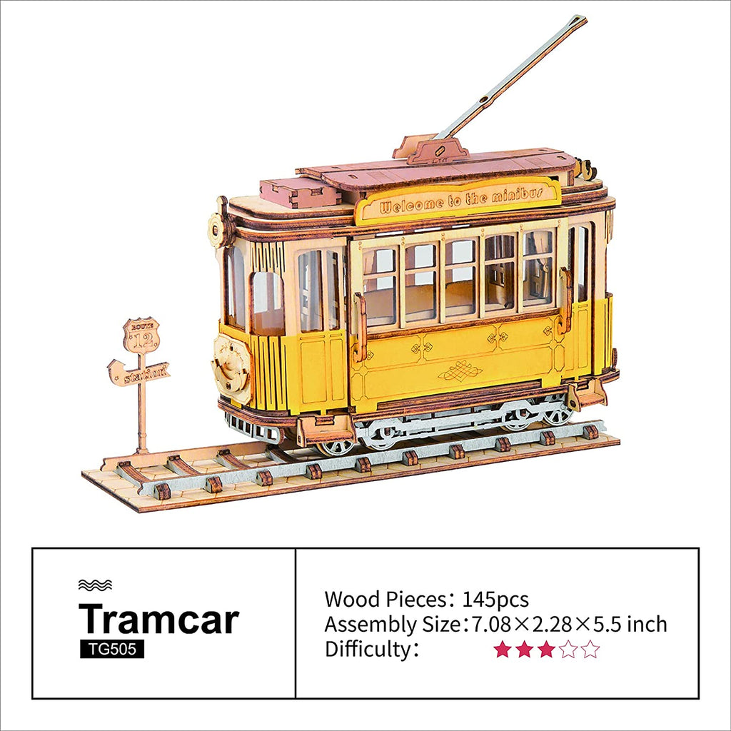 Robotime Rolife Modèle de voiture vintage Puzzle 3D en bois, jouet pour enfants