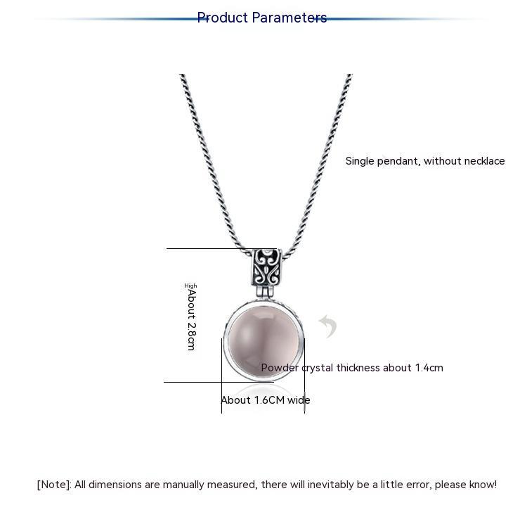 Collier en argent S925 et quartz Ross naturel pour femme