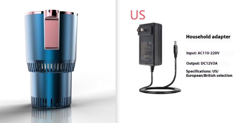 Porte gobelet intelligent 2 en 1 pour voiture, chauffant et rafraîchissant, avec affichage numérique de la température et mini réfrigérateur.