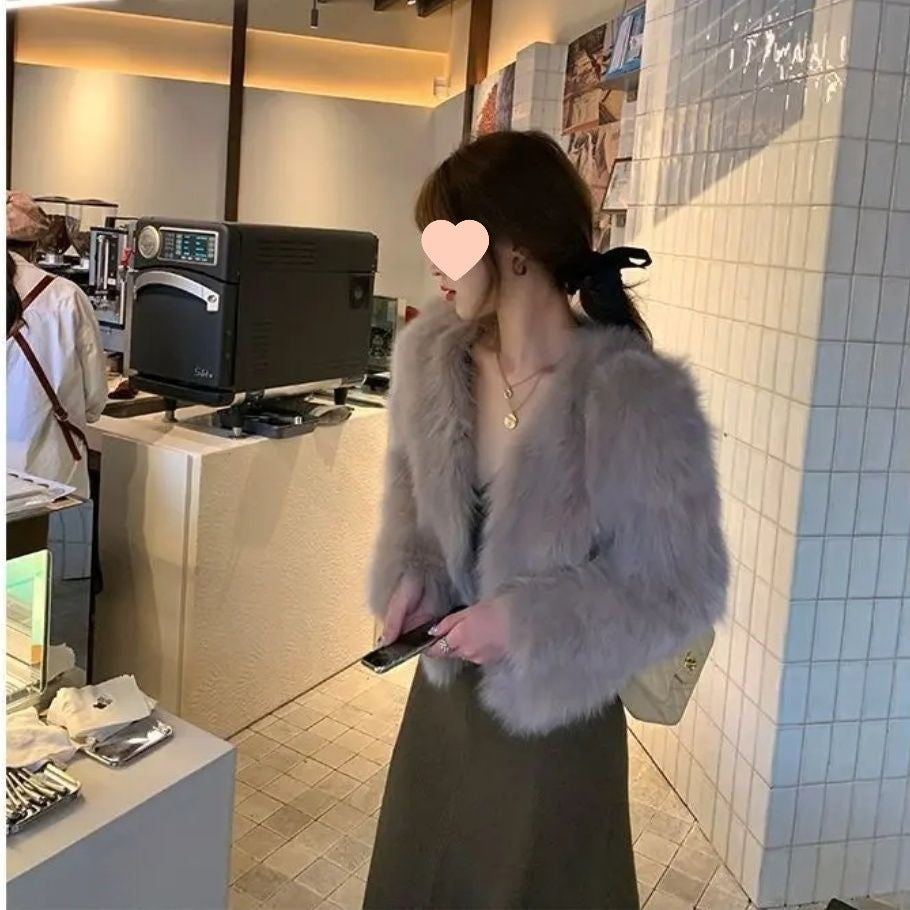 Manteau d'hiver duveteux pour femme, style coréen, polyvalent
